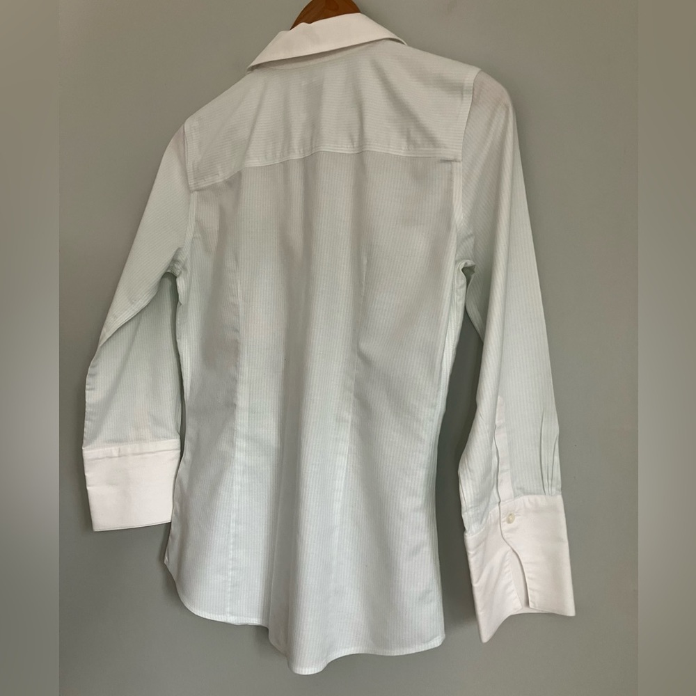 BROOKS BROTHERS Mint Green and White Striped Cotton Button Down Size 2 - Picture 7 of 13